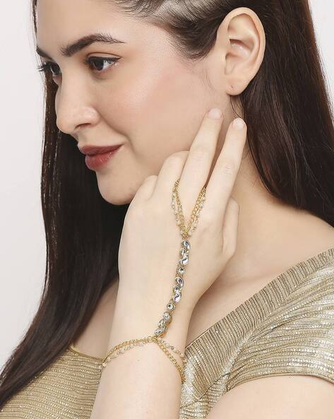 Gold Plated Hand and Ring Chain, Slave Bracelet for Women – namana.london