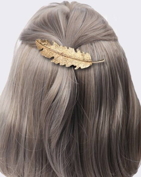 Oomph HSN5-Gold-Plated Leaf Design Hair Clips