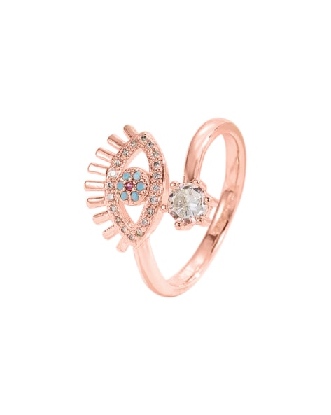 14K Rose Pink Tourmaline & White Sapphire Evil Eye Ring | Roth Jewelers