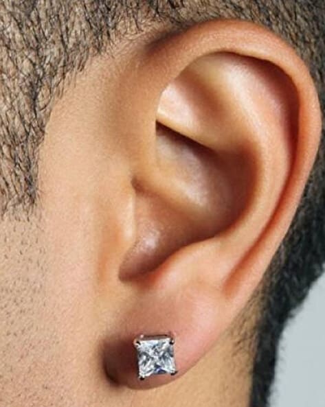 Mens white hot sale stud earrings