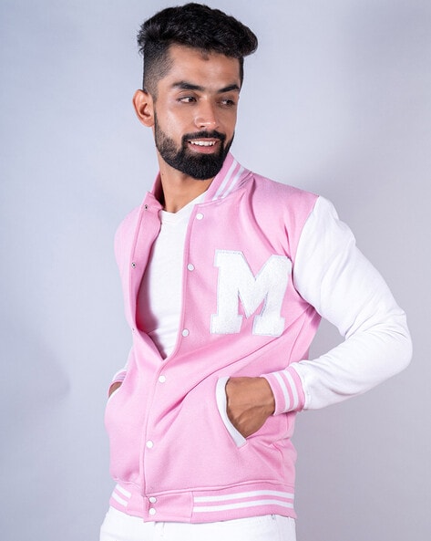 Men's Cake Pink Hustle & Smoke Varsity Jacket - Celebrity Jacket