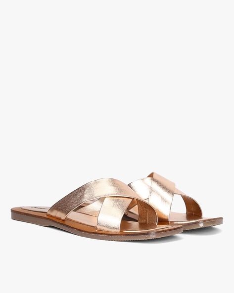 Buy Rose Gold Flat Sandals for Women by Outryt Online Ajio