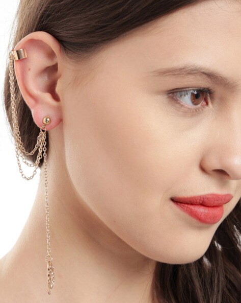 Ear Climber Earrings Gold Ear Cuff Earring Ear Stack Artisan Jewelry  Mismatched Earrings Gift for Women ECF009N - Etsy | Minimalist ear cuff, Ear  climber earrings gold, Leaf ear cuffs