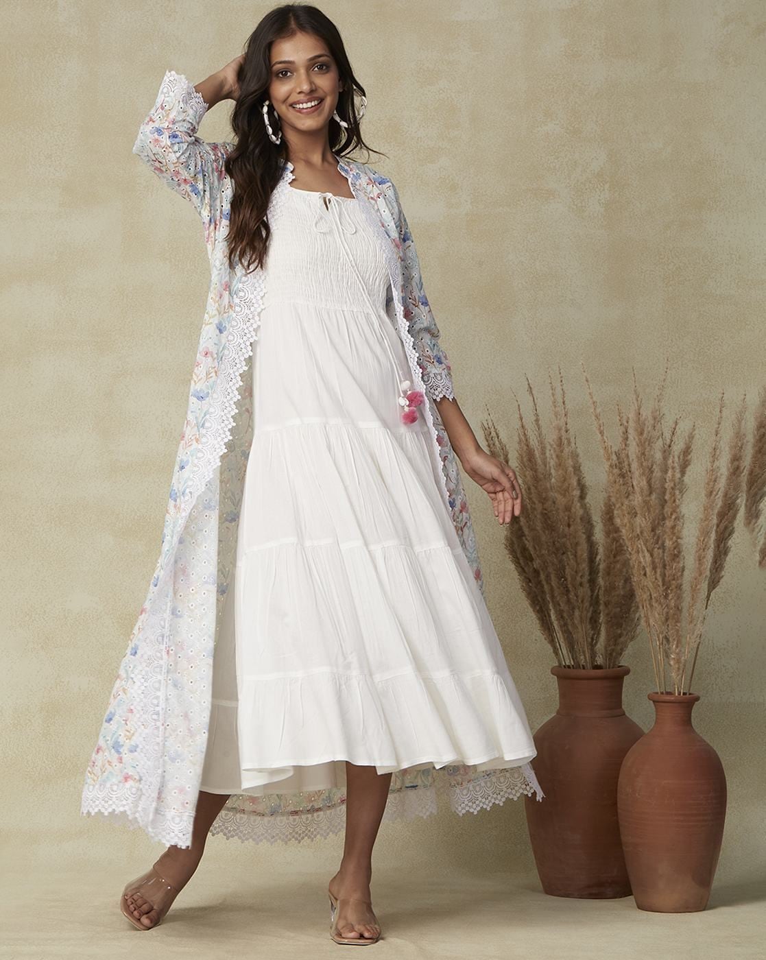 Satin Self Design Aspora Women's White Solid Gown with Printed Black Jacket  at Rs 1319 in Surat