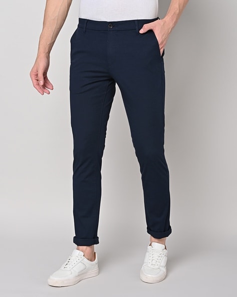 Buy Men Cotton Linen Black Trousers Online | Merchant Marine
