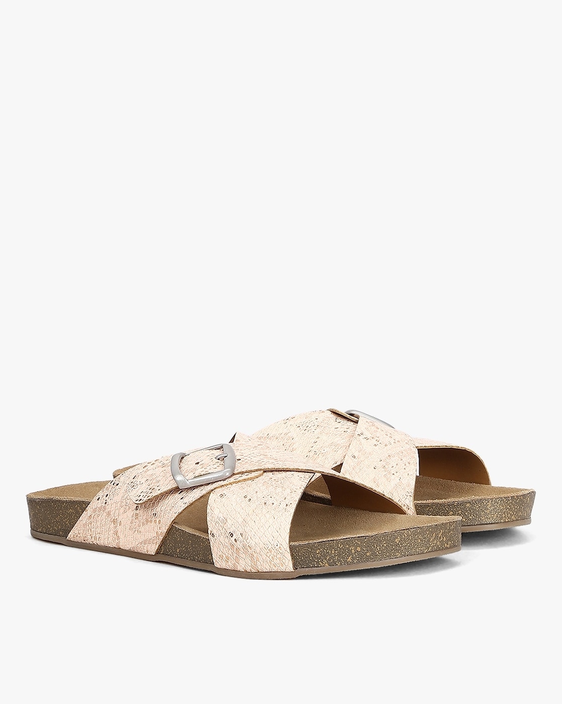 Buy Nude Pink Flat Sandals for Women by Outryt Online Ajio