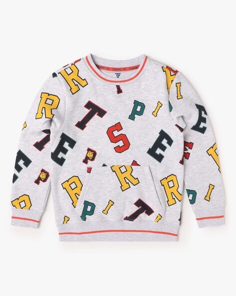 Boys Typographic Print Cotton Sweatshirt