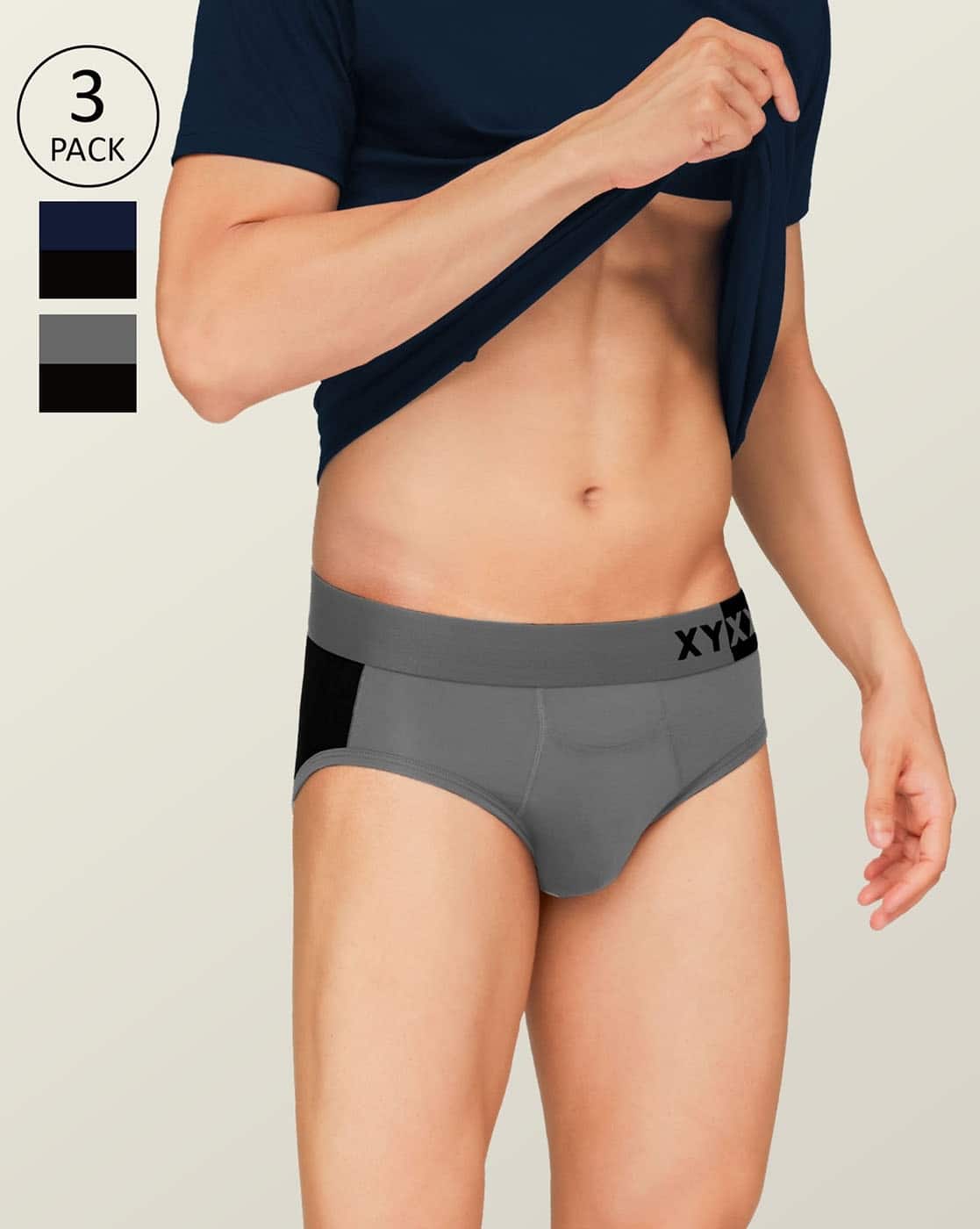 Buy XYXX Pack of 3 Briefs with Elastic Online | Ajio.com