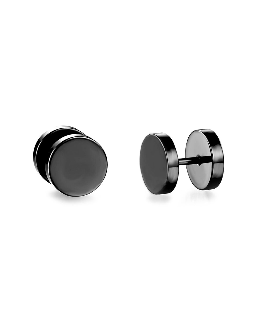 Bold by Priyaasi Black Round Stud Earrings for Men - 5 mm