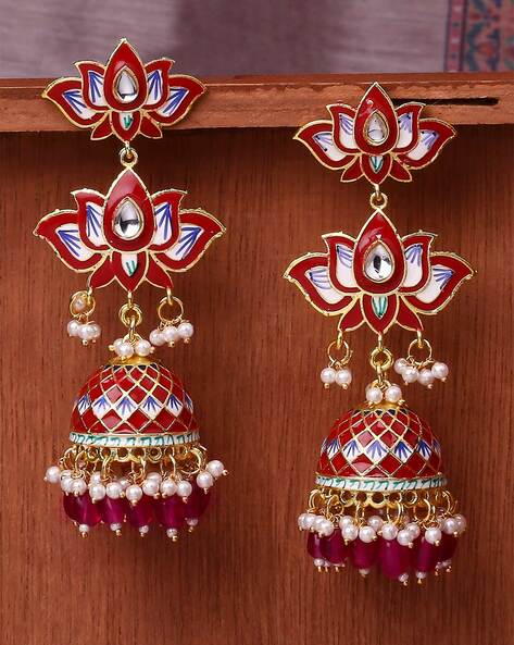 Big Size Meenakari Stud Jhumkas AJP2023-159 – amairajewellery