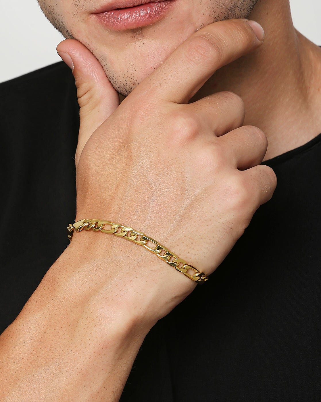 Source K18YG 6 sides cut link men fashion bracelet gold hand chain fashion  design on m.alibaba.com