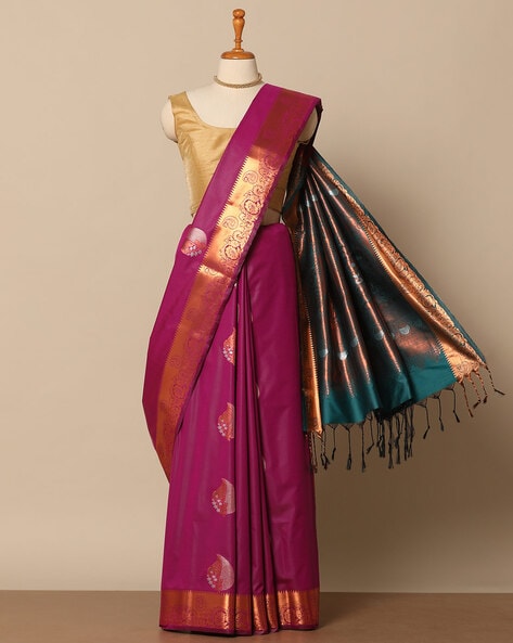 Buy Magenta Sarees for Women by Indie Picks Online