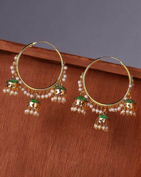 Buy Women's Gold-Plated Tassels Jhumka Earrings By Bindhani