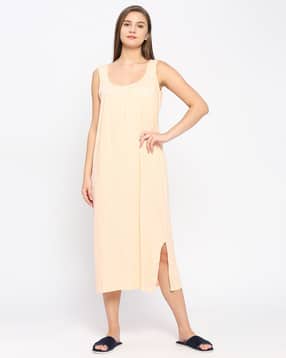 red rose Scoop-Neck Nightie Slip with Slits-picture-21