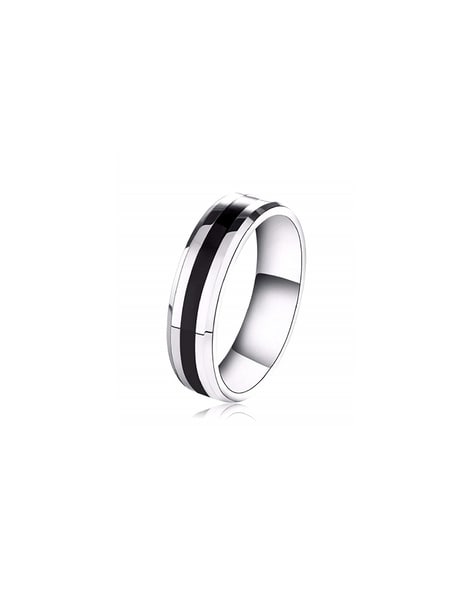 Silver & Black Layer Stainless Steel Ring | E6-May-115 | Cilory.com