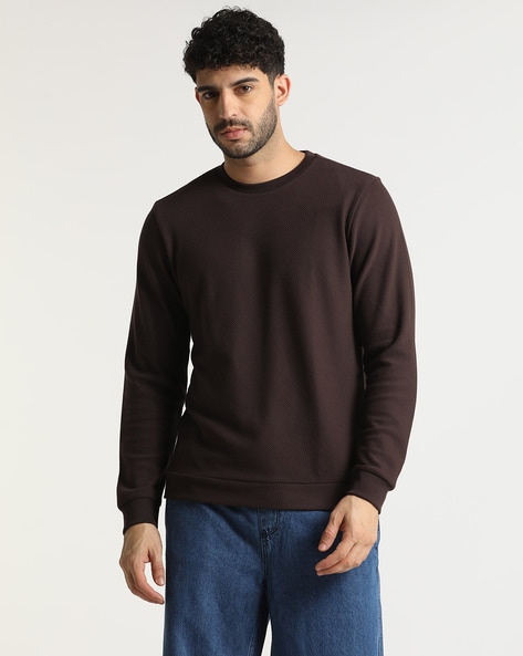 Mens brown crew hotsell neck jumper