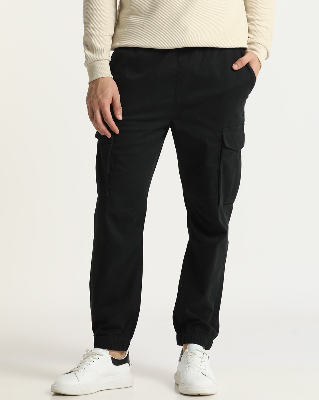 Men Baggy Fit Flat-Front Cargo Pants