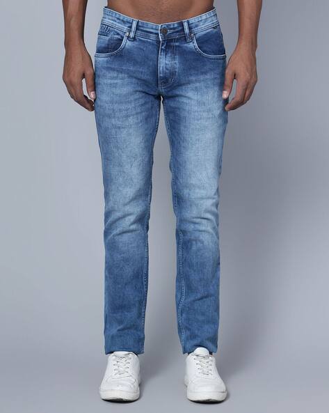 Cantabil Men Mid-Wash Distressed Tapered Fit Jeans