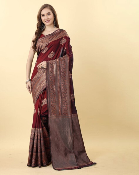 Woven Banarasi Jacquard Saree (RED)