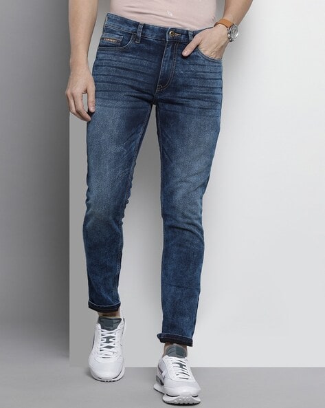 Heavy-Wash Slim Jeans