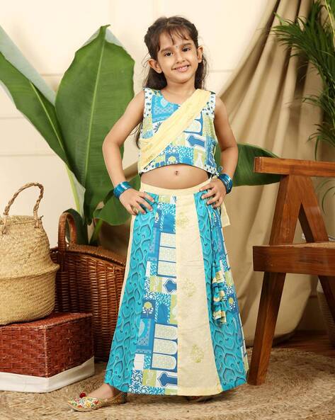 Buy Cotton Embroidered Lehenga Set for Kids Online at Fabindia | 10711901