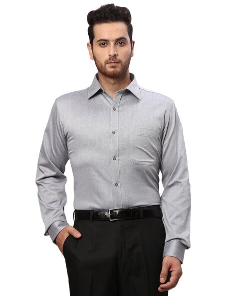 Raymond Men's Plain Slim Fit Formal Shirt (RMST07317-W0_White_C46) :  Amazon.in: Fashion