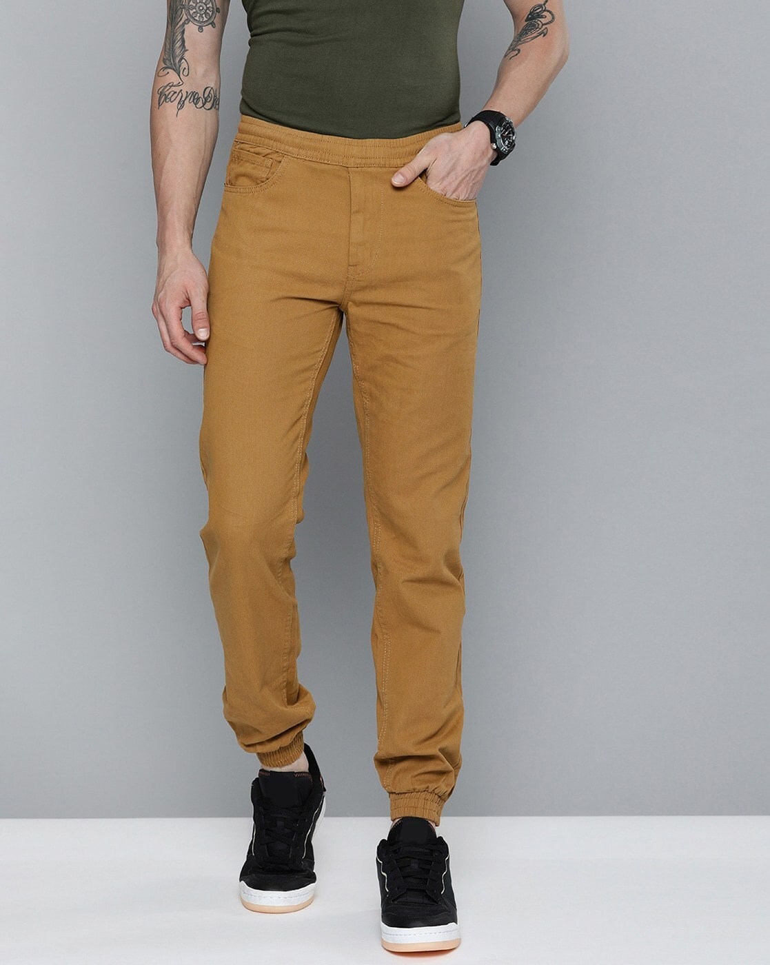 Buy tbase Mens Whiskey Solid Cargo Pants for Men Online India