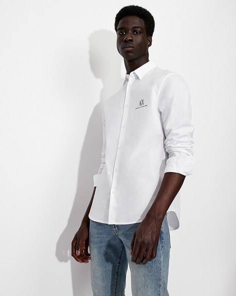 Armani Exchange Men's Long Sleeved Polo Shirt - White