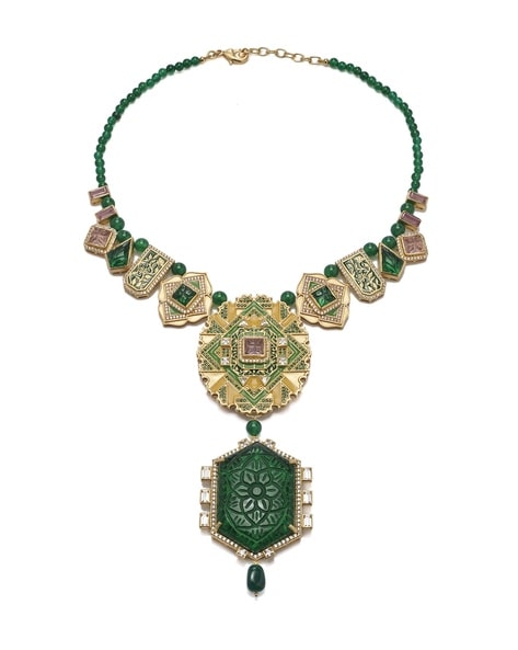 Lapis Lazuli and Emerald choker necklace – AS by Akansha Sethi