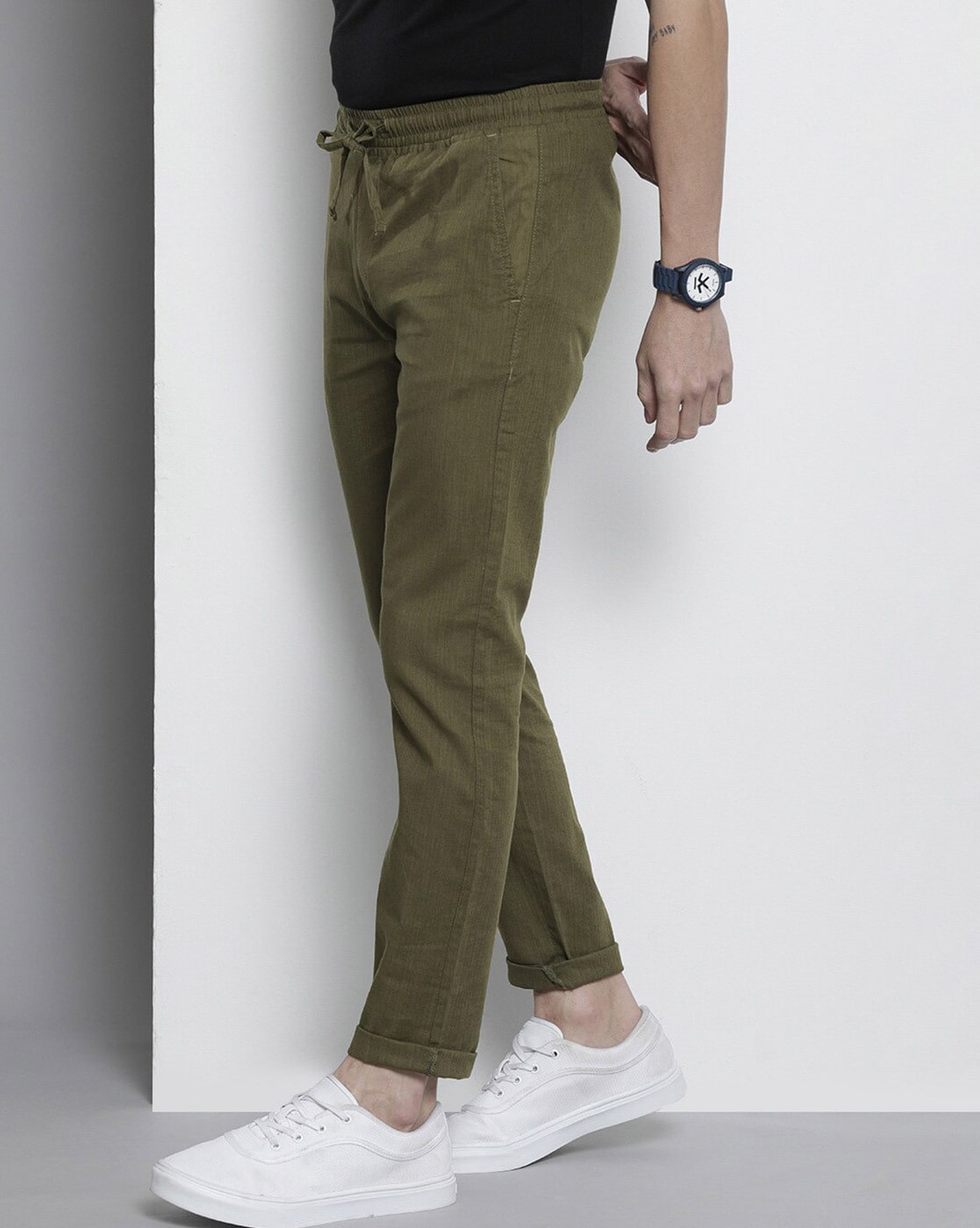 Buy Olive Green Trousers & Pants for Men by The Indian Garage Co Online