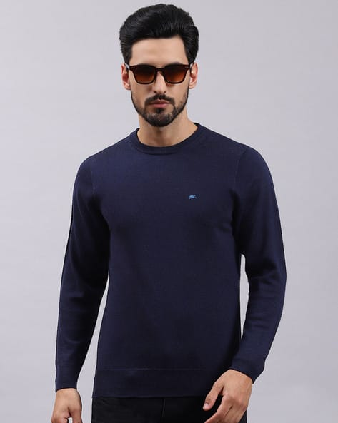 Round Neck Sweater Monte Carlo Sweaters For Mens Buy Navy Blue