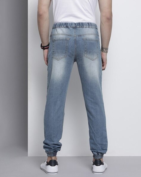 Buy Beevee Men Blue Solid Straight Fit Denim Track Pants - Track Pants for  Men 8449573 | Myntra