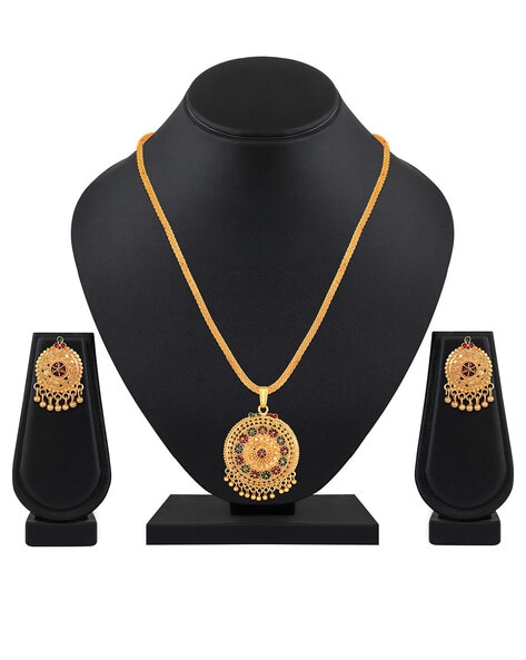 Buy Shining Diva Beautiful Peacock Necklace Set For Women(Golden