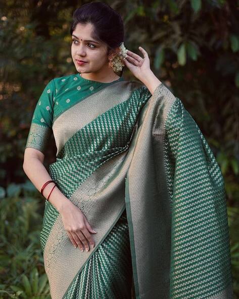 Buy Green Sarees for Women by FASHION BOOMS Online