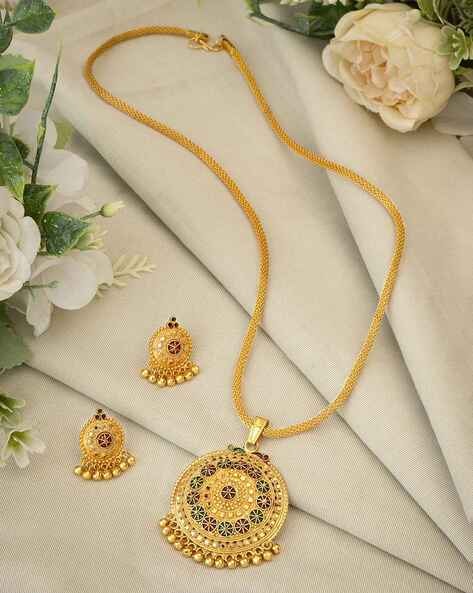 HB Creation Fancy Gold Plated Pendant Set with earings for Women & Girls :  Amazon.in: Fashion