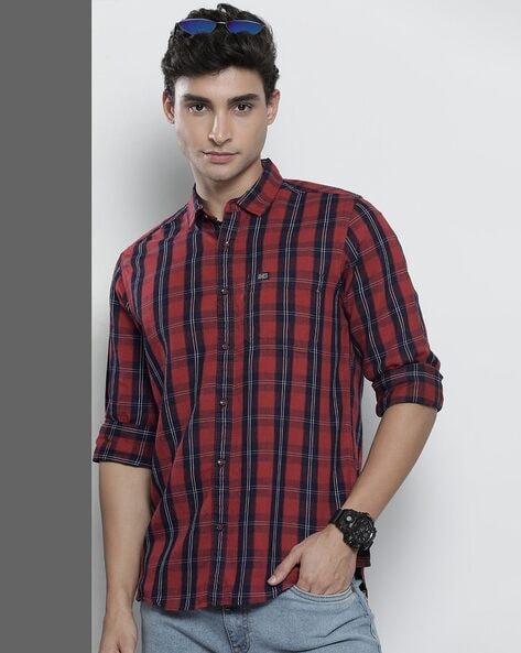 red black check shirt mens india