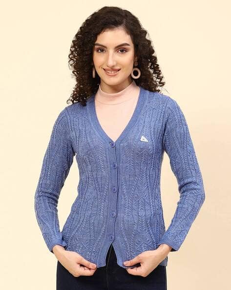 Cable-Knit Cardigan with Ribbed Hem