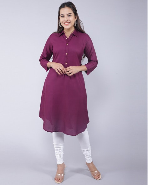 Buy Turquoise Cotton Buttons Designer Kurti Online : Italy -
