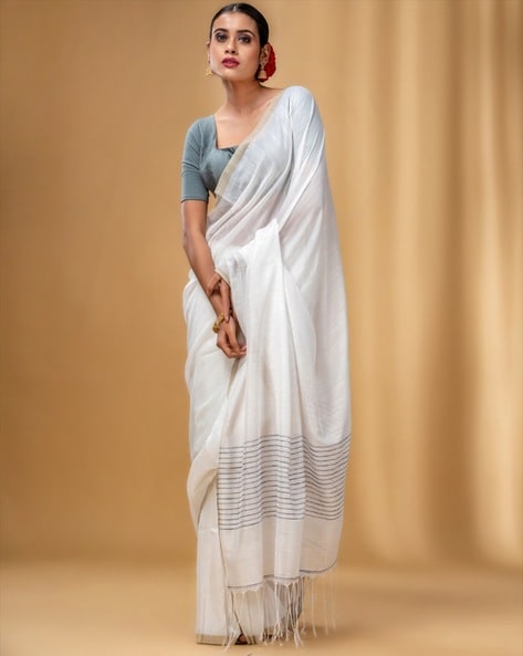 Engrossing Multi Color Soft Linen Cotton Saree Online – TheDesignerSaree