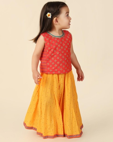 Buy PSPeaches Girls Yellow Lehenga Choli (Set of 2) online