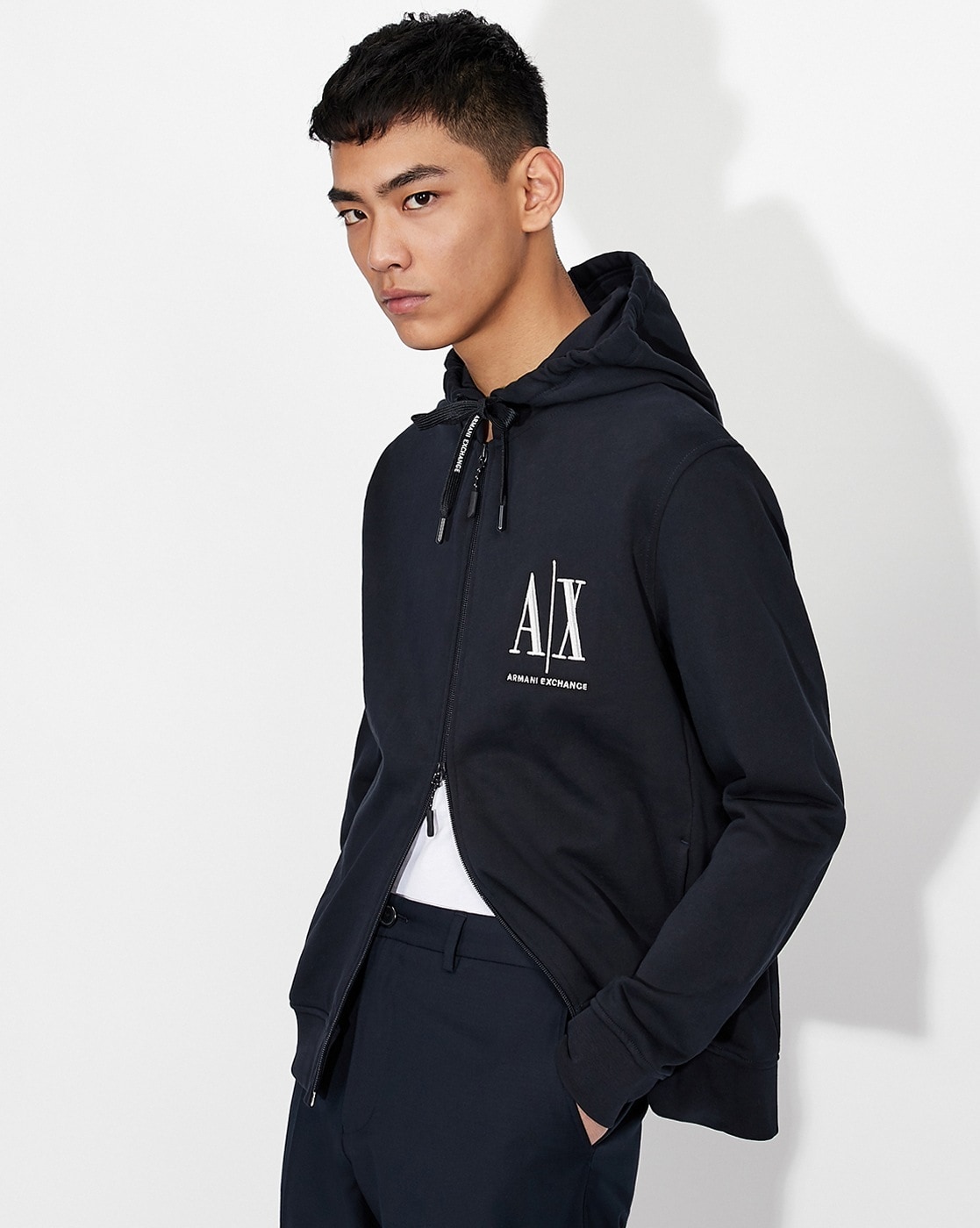 Armani zip on sale hoodie mens