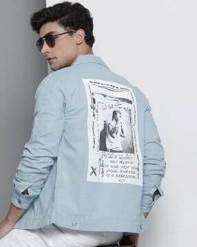 the indian garage co Denim Trucker Jacket with Back Print-picture-11