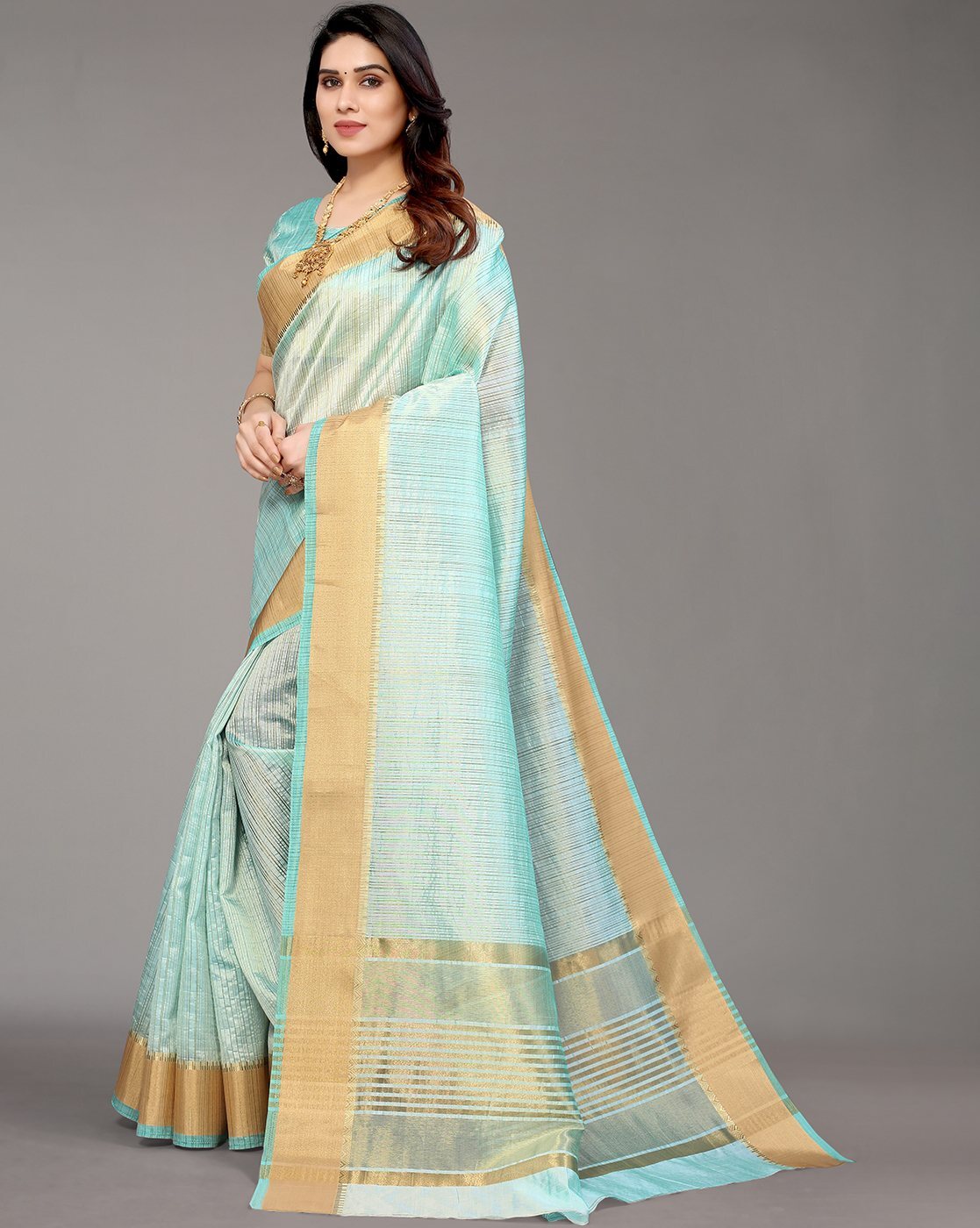 Buy Aqua Blue Sarees for Women by GRIVA DESIGNER Online | Ajio.com