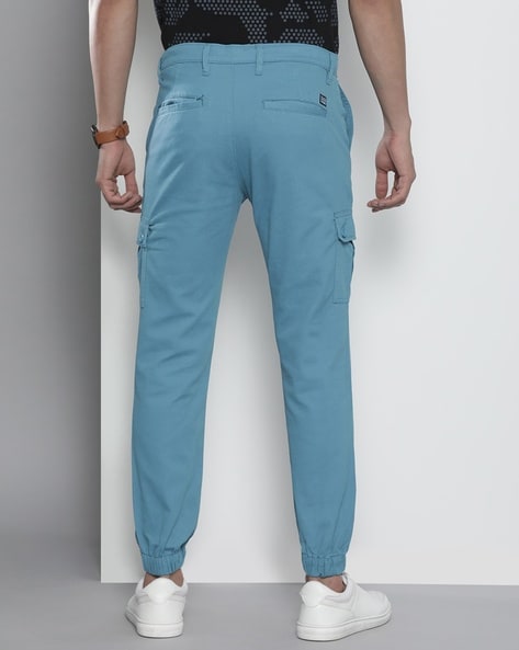 High Star Blue Regular Fit Cargo Trousers