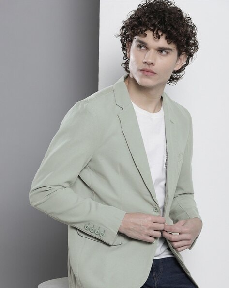 Mint green blazer men best sale