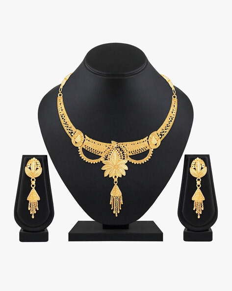 1 Gram Gold Plated Brilliant Design Gold Plated Necklace Set for Lady –  Soni Fashion®