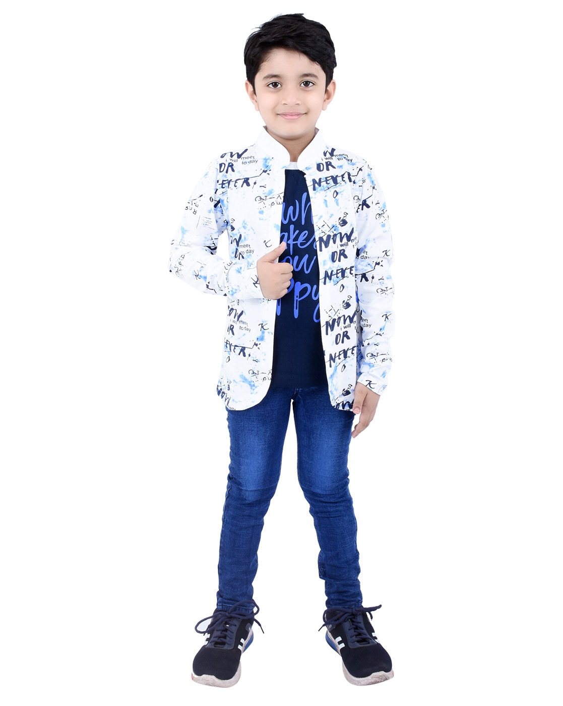 Stylish Full Sleeve Cotton Printed T-Shirt with Attached Maroon Jacket  Shrug For Boys