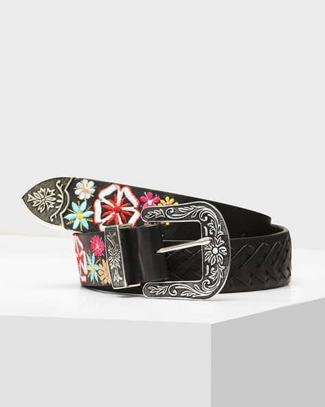 Floral Belt with Metal Buckle