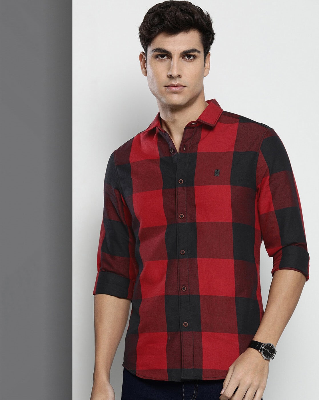 red and black check shirt flipkart