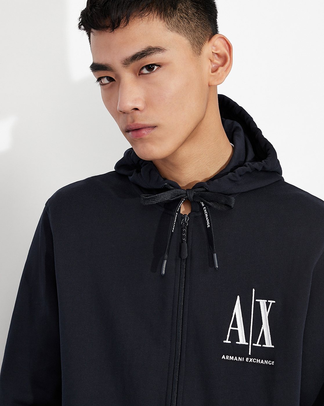 Armani exchange logo placket zip up clearance hoodie